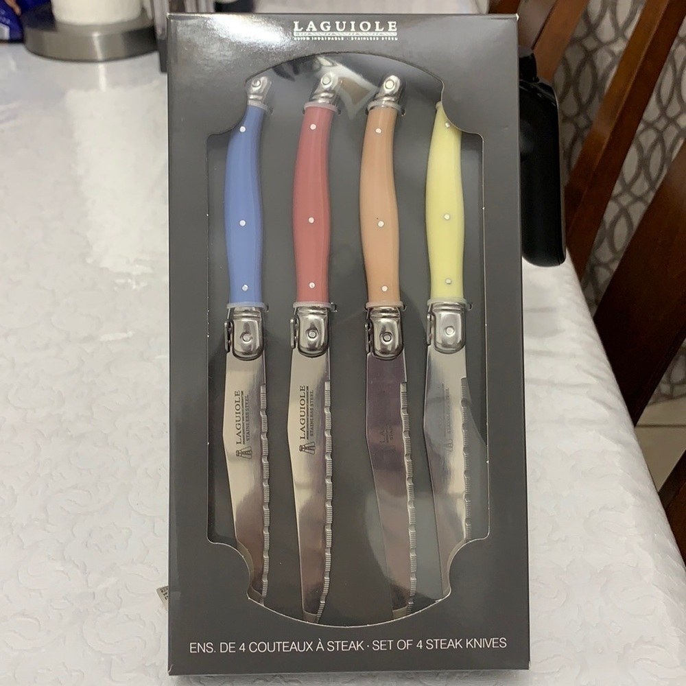 𝅺laguiole 4-Piece Steak Knife Set SS Pastel Sunset Colors